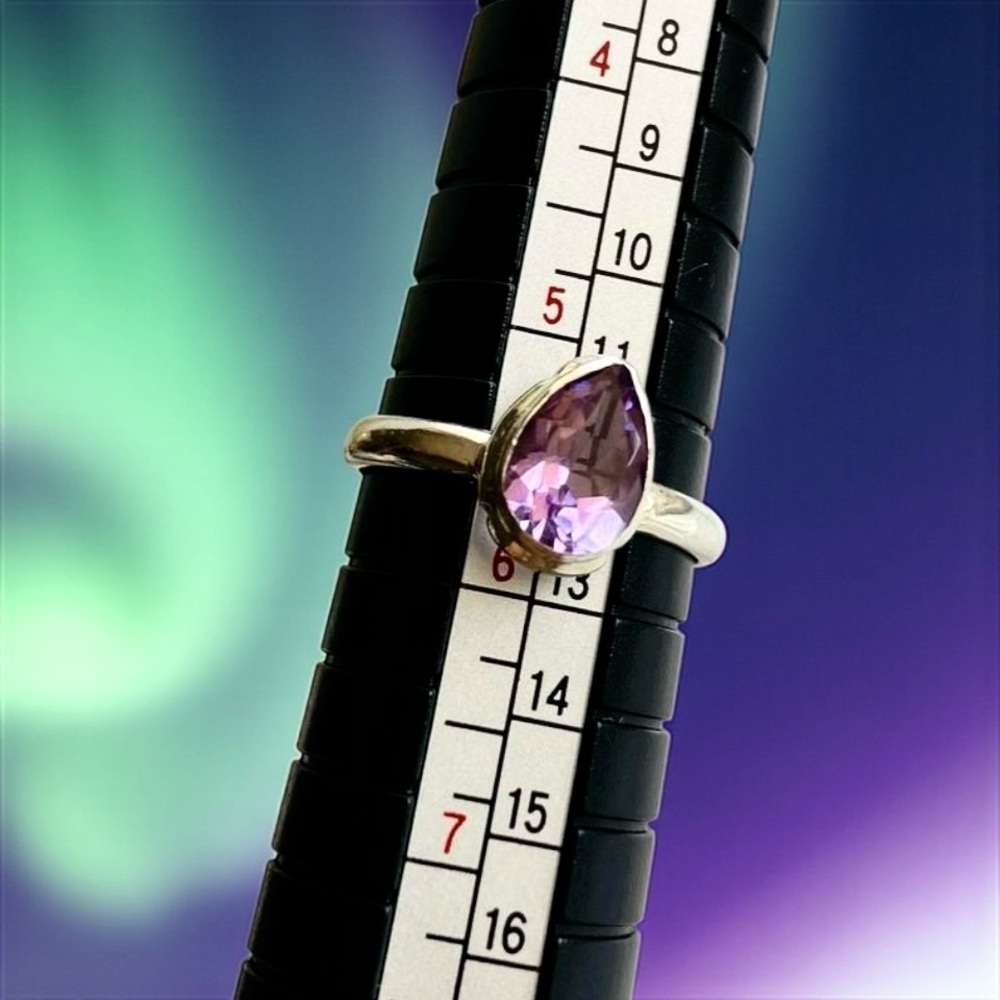 Genuine Amethyst Teardrop Sterling Ring, 5.75